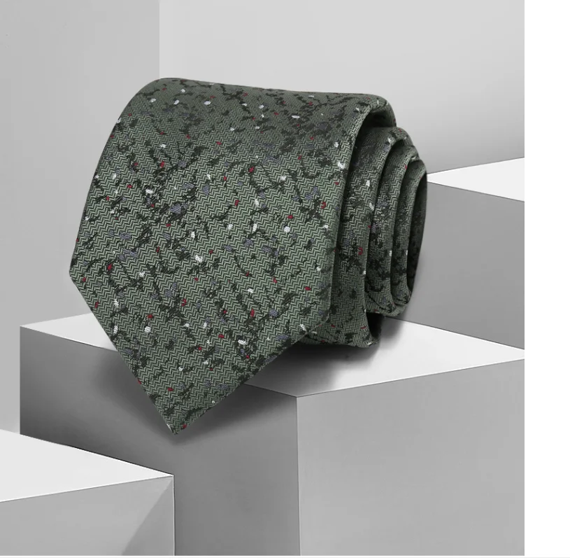 

High Quality Military Green Pattern Tie Men's Formal Dress Business 8cm Handmade Fashion Casual British Handsome