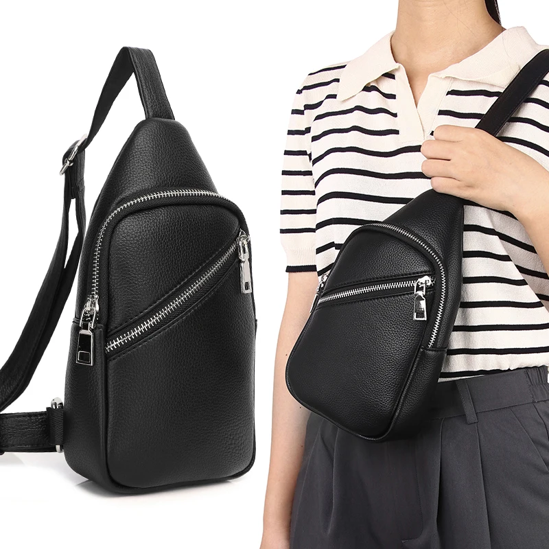 

Women's Chest Bag Phone Bag Men Shoulder Messenger Bags Durable PU Leather Waterproof Casual Pack Ladies Crossbody Purse
