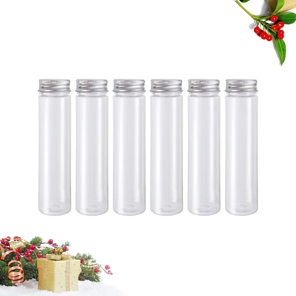 

6 PCS Clear Plastic Tube Test Tubes Lids Tubing Small Bottles Containers Glass pipes