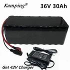 Аккумулятор для электровелосипеда KAM PING, 36 В, 30 А  ч, встроенный аккумулятор 20 А, литиевая батарея BMS, 36 В, 2 А, зарядное устройство для электровелосипеда