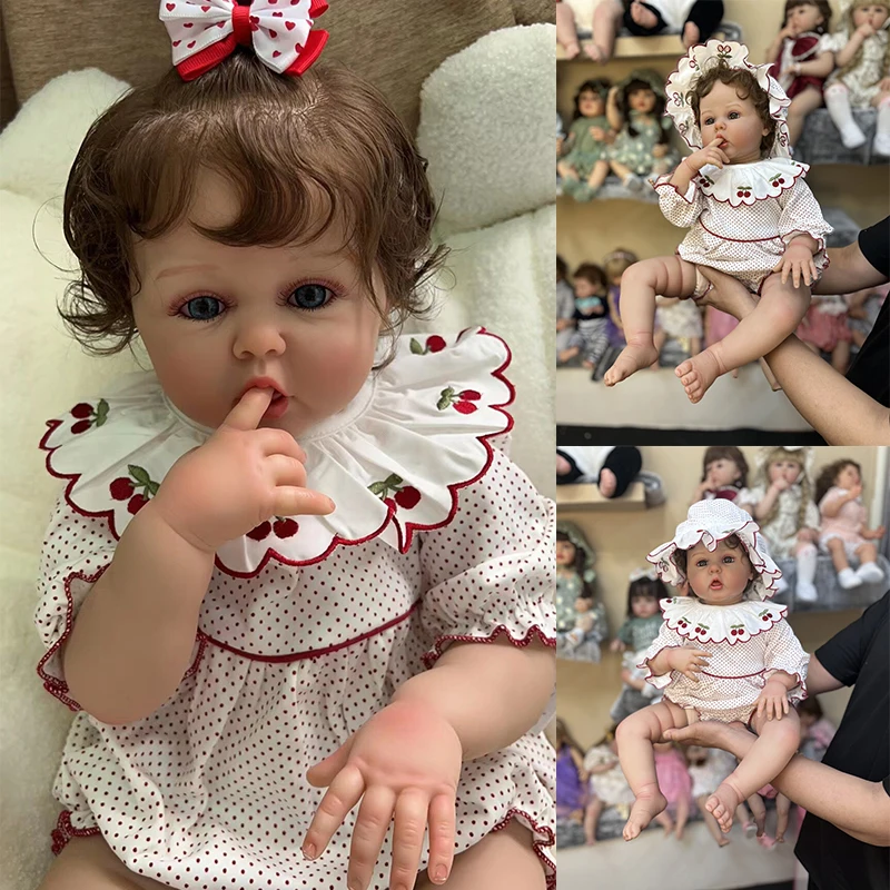 

60CM Reborn Doll Toddler Girl Soft Body 3D Skin with Visible Veins Handmade Collectible Art Doll with Rooted Hair High Quality
