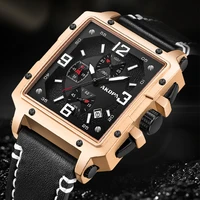 creative square watch men fashion design quartz watches multifunction dial luminous clock mans leather strap relogio masculino