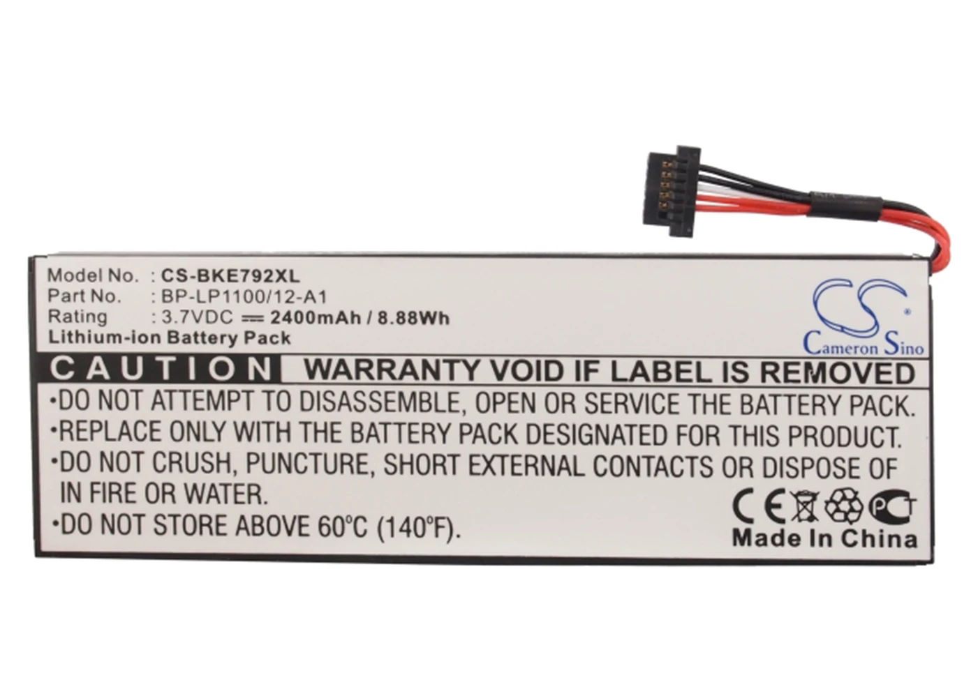 

Cameron Sino 2400mA Battery for Becker BE7928, Traffic Assist 7928 BP-LP1100/12-A1
