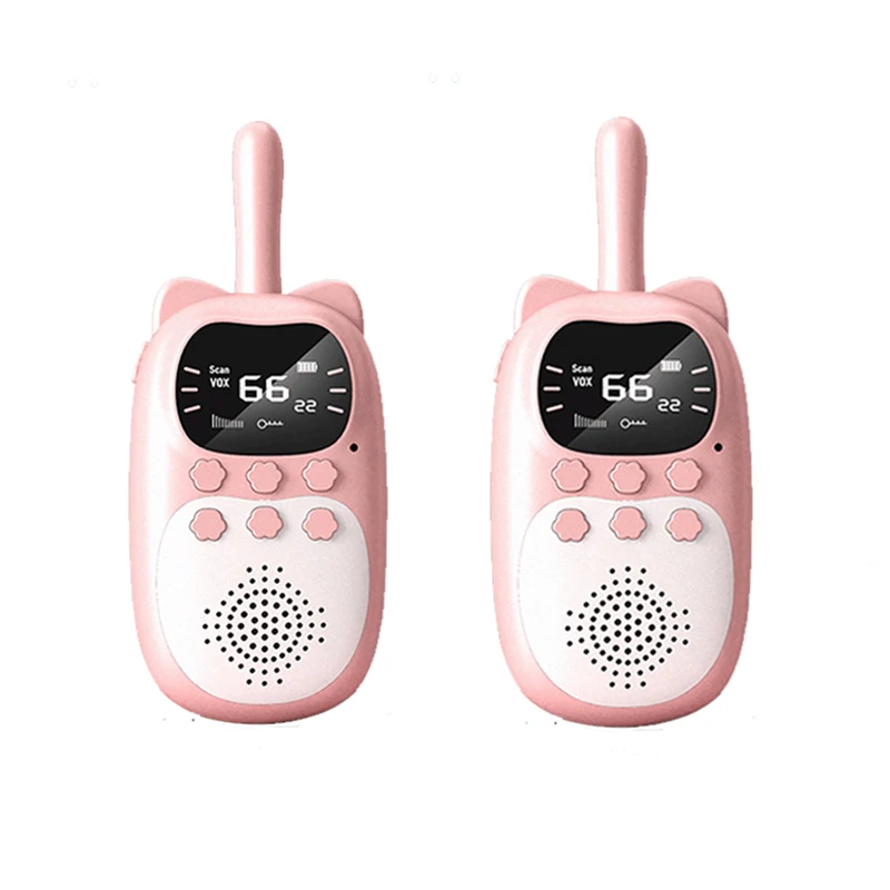 2pcs Kids Walkie Talkie Rechargeable 1000mAh Handheld 0.5W 3km Radio Transceiver Christmas Birthday Gifts for Boys Girls