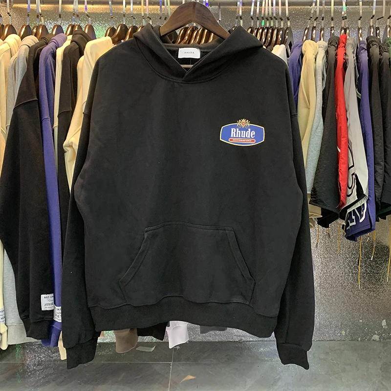 

RHUDE Racing Letter Print Sweatshirt Men Women 1:1 High Quality Cotton Terry Hoodies