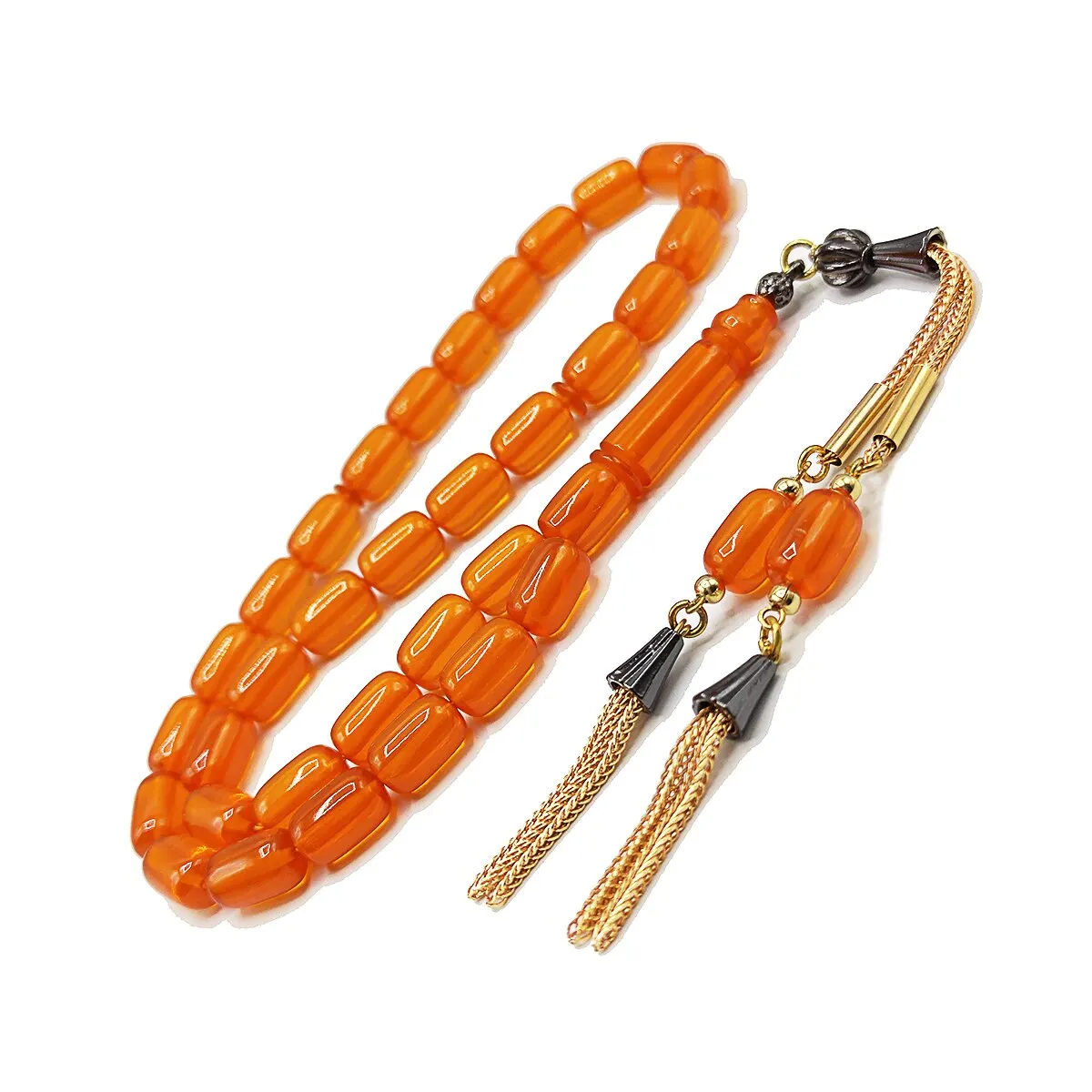 

Turkish Handmade 7*11 mm Orange Muslim Amber Rosary Bakelite Tasbih Misbaha Subha Tesbih Islamic Express Shipping