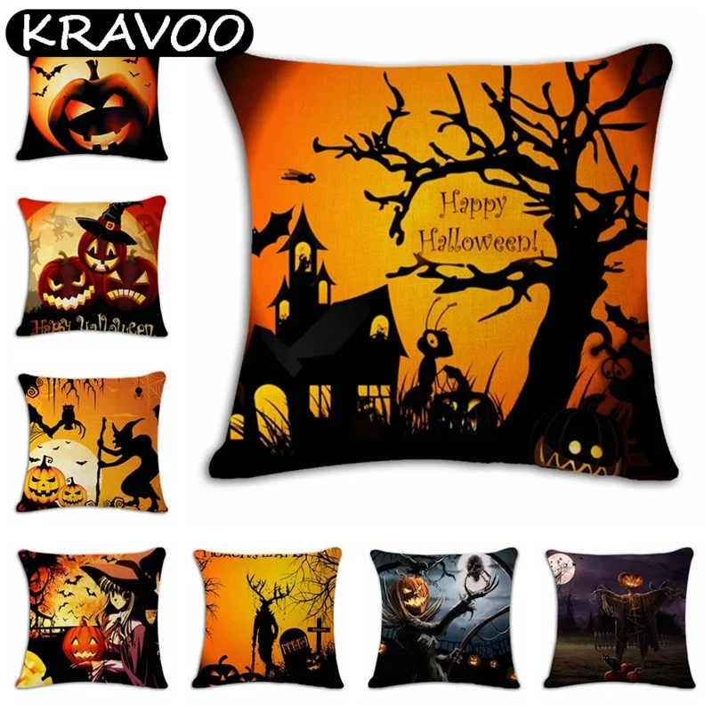 

Чехол для подушки на Хэллоуин, чехол для диванной подушки в виде ужасной тыквы, декоративная Высококачественная наволочка для подушки на заказ, чехол для гостиной
