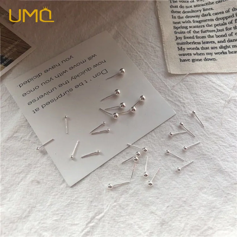 

UMQ 1Pair 925 Sterling Silver Stud Earring Small Ball Screws Small Earrings Ear Bone Nail Lip Piercing Body Anti-allergy Jewelry