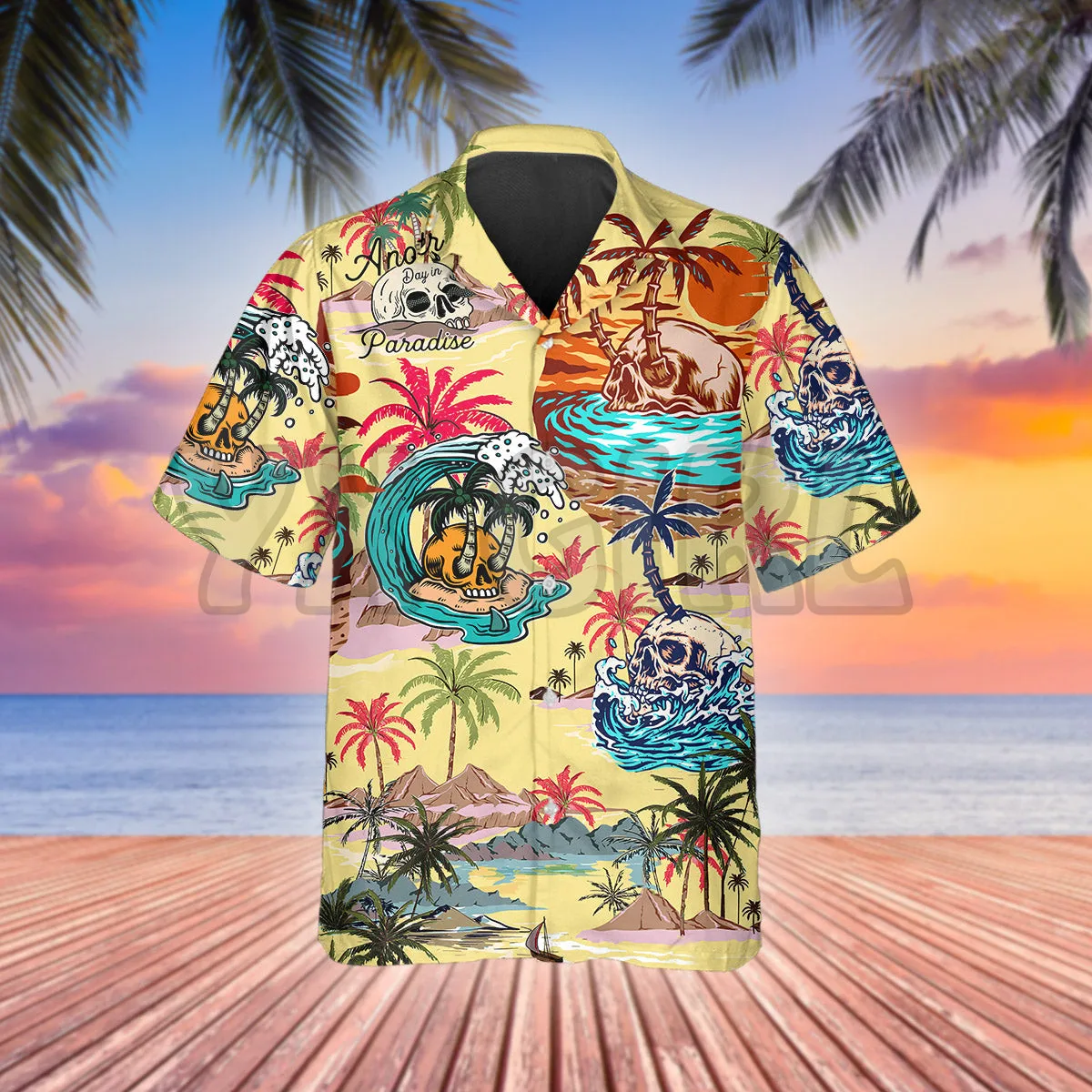 Summer Sugar Skull 3D All Over Printed Hawaiian Shirt Men's For Women's Harajuku Casual Shirt Unisex