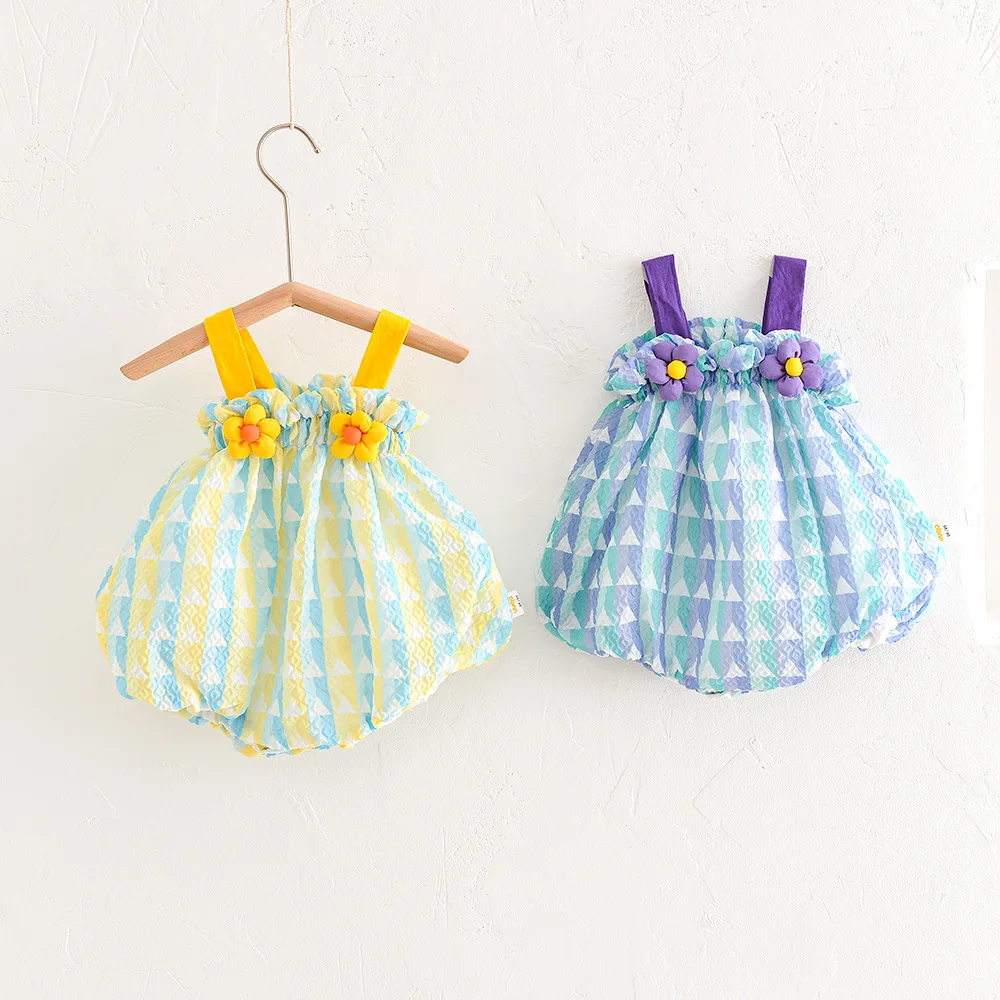 2022 Summer New Baby Sleeveless Bodysuit Infant Girl Clothes Loose Toddler Jumpsuit Casual Flower Princess Clothes 0-24M