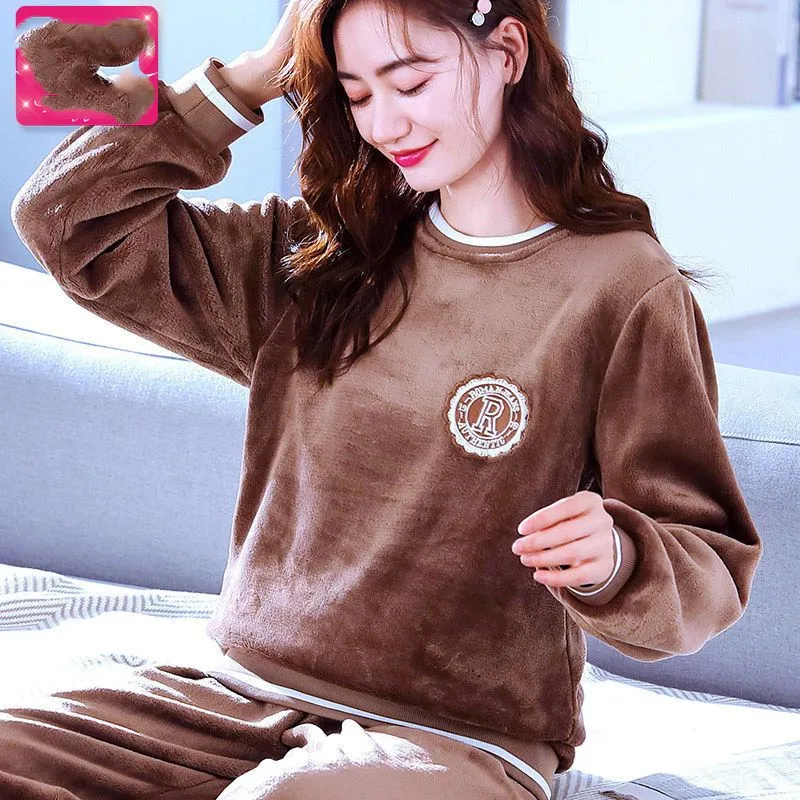 Cartoon Pajamas Set Sexy Sleepwear For Women Flannel Full-Length Pyjama Women's  Winter 2022 Fashion Homewear Clothes Plus Size