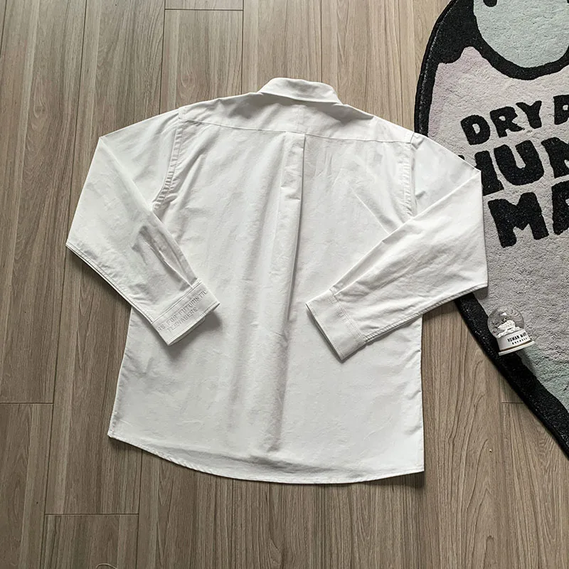 Human Made White Shirts Loose Casual Embroidered Heart Men Women 1:1 Long Sleeve Shirts