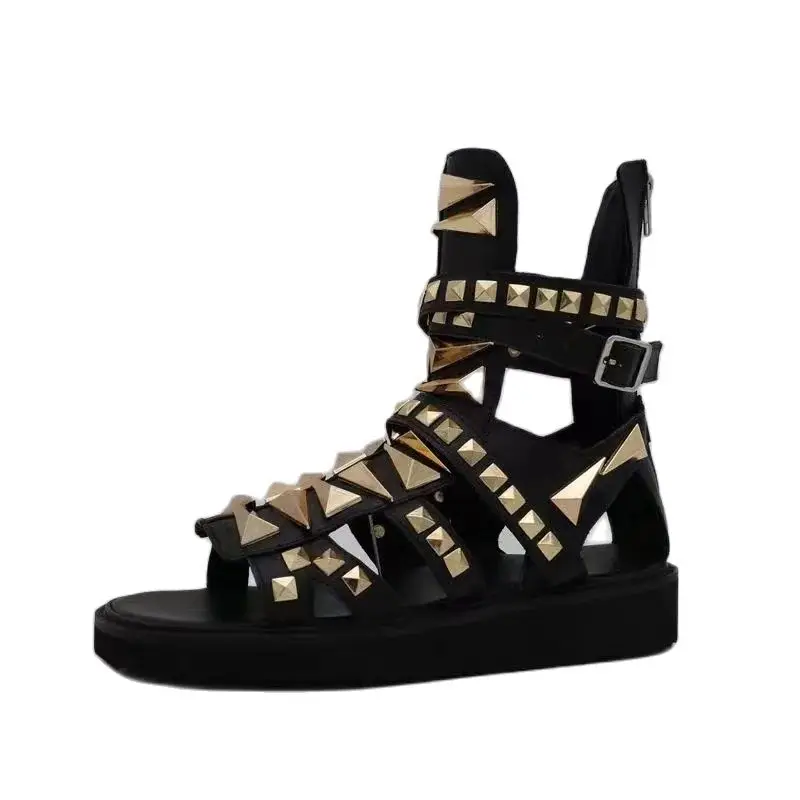 Сандалии мужские из натуральной кожи повседневные туфли на платформе с высоким