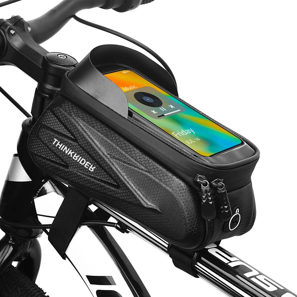 ThinkRider-자전거 가방, 2L 프레임 프론트 튜브 사이클링 가방, 자전거 방수 휴대폰 케이스 홀더, 7 인치 터치스크린 가방 액세서리