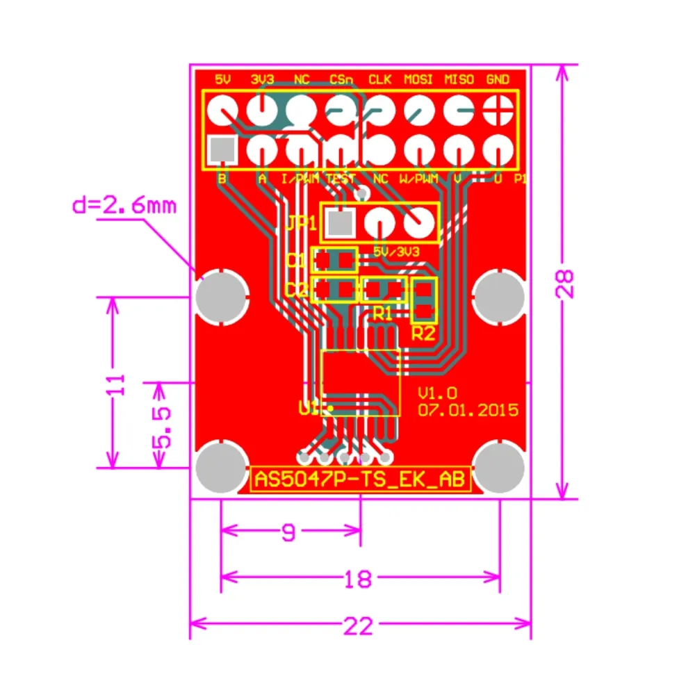 AS5047P адаптер кодового датчика Board SimpleFOC Doggo Магнитный энкодер SPI ABI