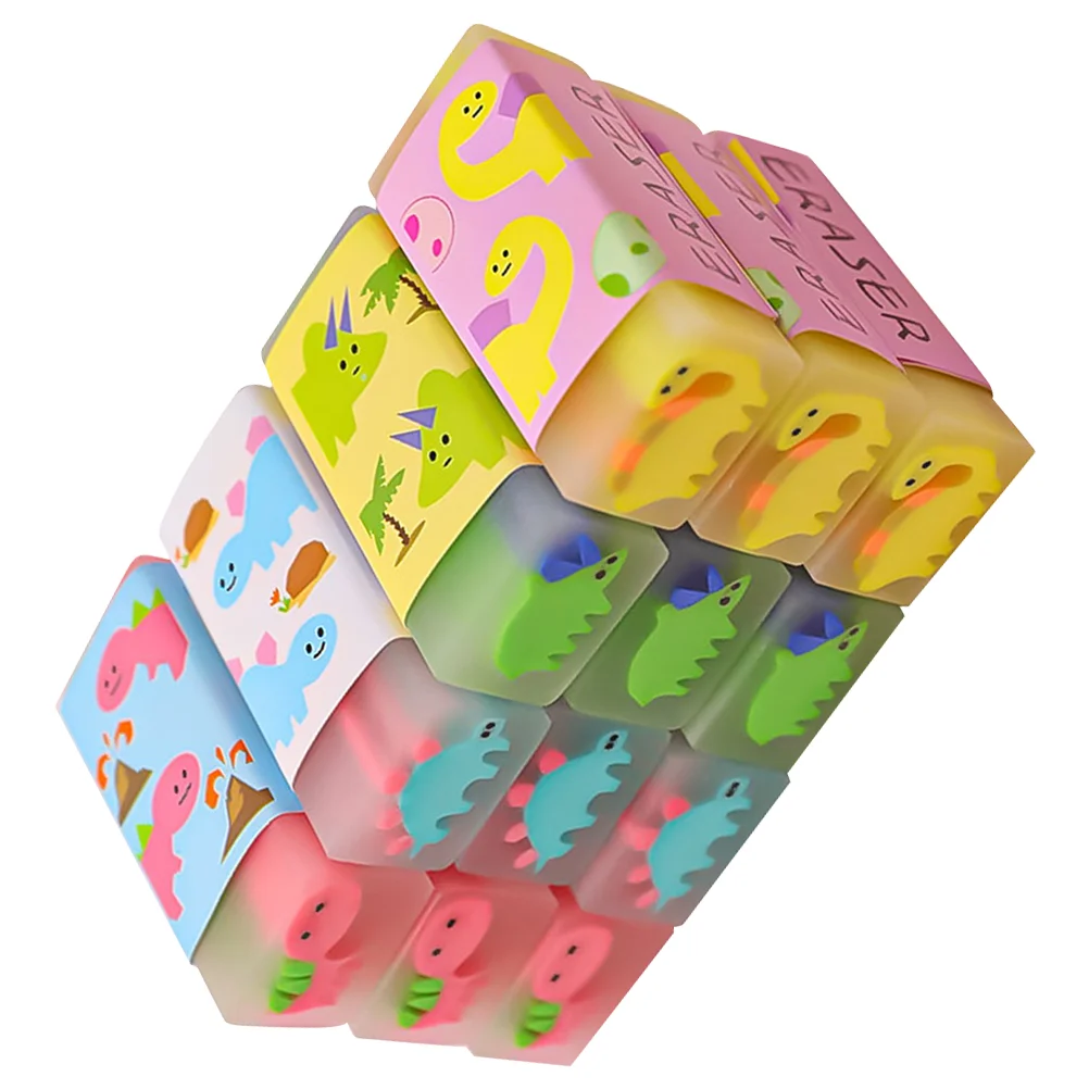 

12 Pcs Dinosaur Eraser Mini Gifts Cartoon Dinosaurs Design Erasers Drawing Toy PVC School Office Students Accessories