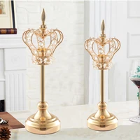 creative crown crystal candlestick wrought iron candle holder ornament candlelight dinner wedding props for home hotel bar