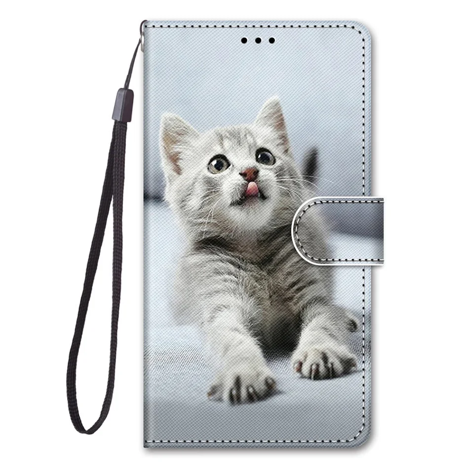 Lovely Cat Wolf Pattern Wallet Flip Cases For Redmi 4X 6 6A Note 4 4X 5 5A 6 7 8 10 11 Pro 10S 11S Card Holder Stand Book Cover