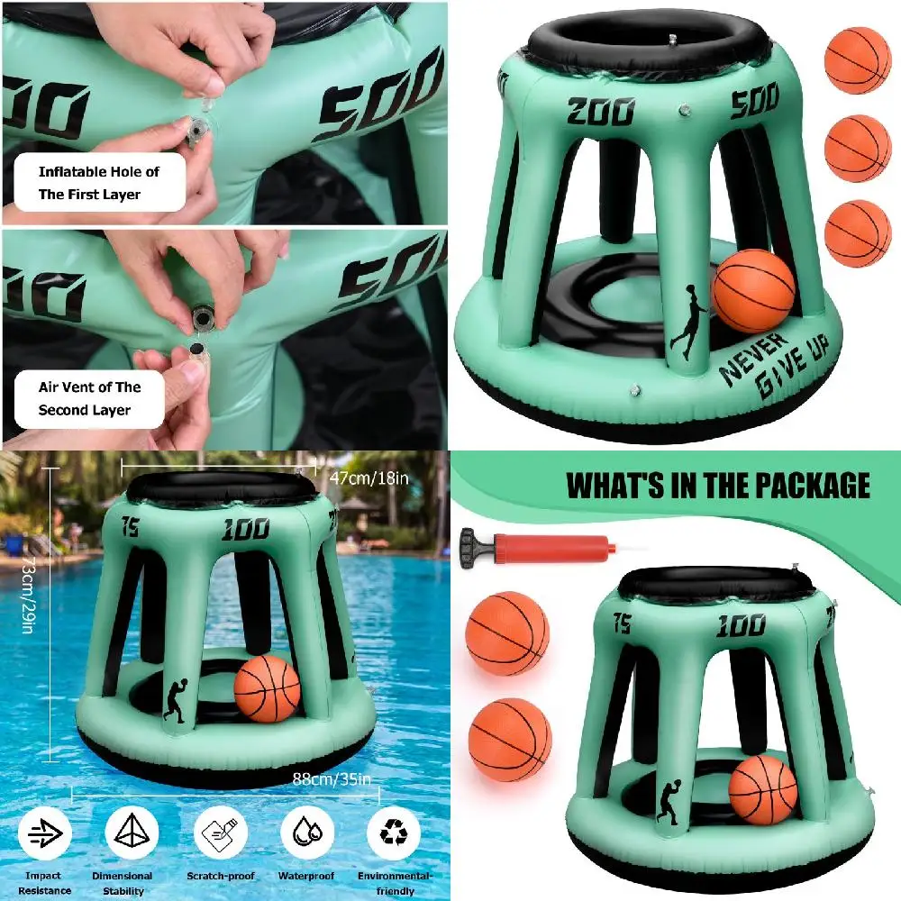 

Забавное удовольствие удивительный надувной зеленый бассейн баскетбольный обруч игрушка набор с 3 шариками и 1 иглой для детей и взрослых для наслаждения Wa