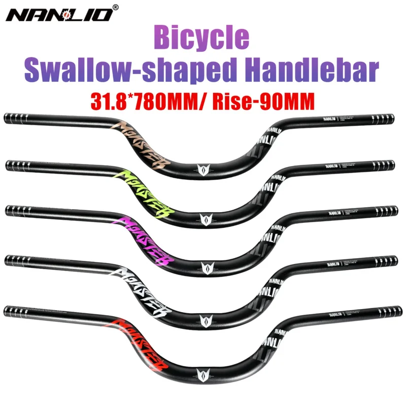 

NanLio Swallow-Shaped 31.8*780mm MTB Handlebar Mountain Bike Handle Bar 90mm Rise Bicycle Parts