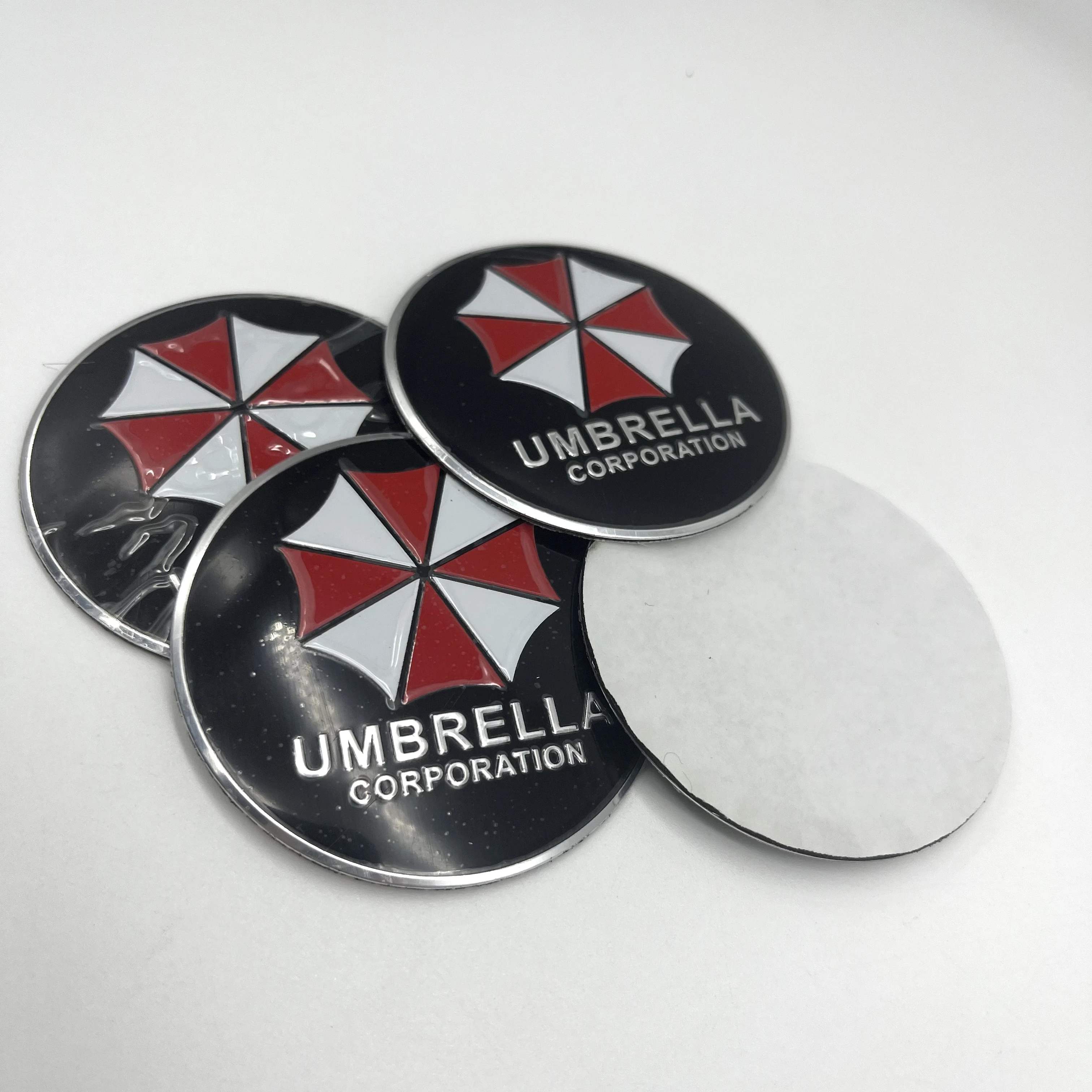 Фото Набор из 4 универсальных 3D-наклеек UMBRELLA CORPORATION (56 мм, 65 мм) для центральных колпачков автомобильных дисков, эмблемы, стайлинг-аксессуары №3