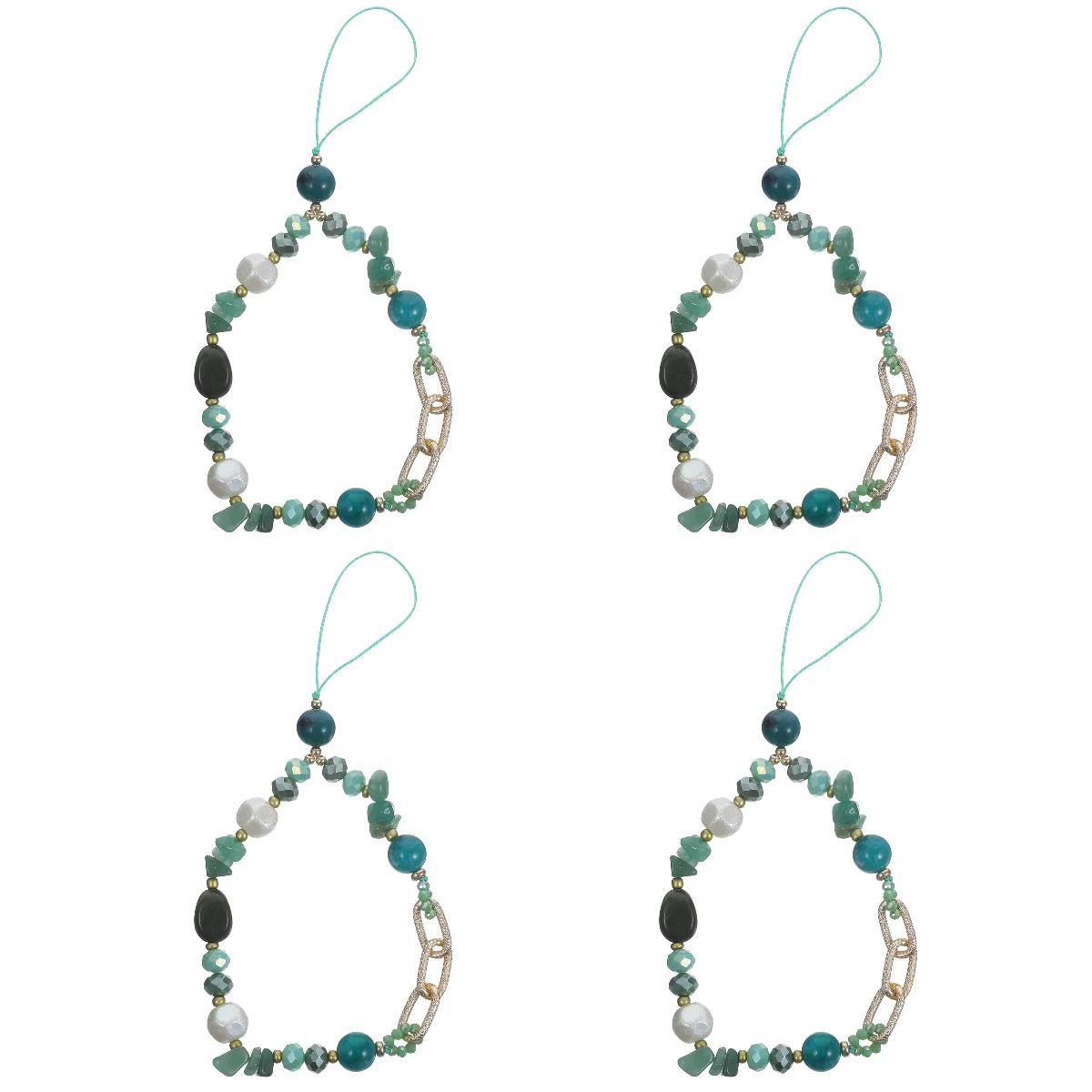 

4 PCS Cute Phone Case Beaded Chain Lanyard Wrist Strap 24.5X1.3CM Anti-lost Rope Decoration Green Ccb Decorative Charm Miss