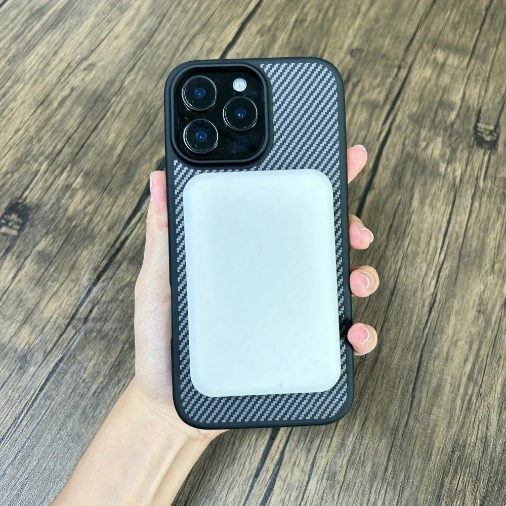 Luxury Magnetic Carbon Fiber Circular Bracket Phone Case For iPhone 16 15 14 13 12 11 Pro Max Plus Foldind Stand Holder Cover