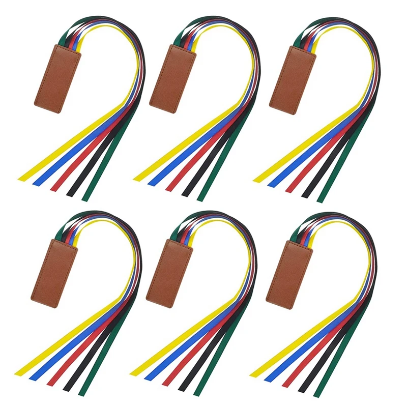 

6Pcs Ribbon Bookmark Book Page Bookmark Leatherette Bookmarks With Colorful Ribbon