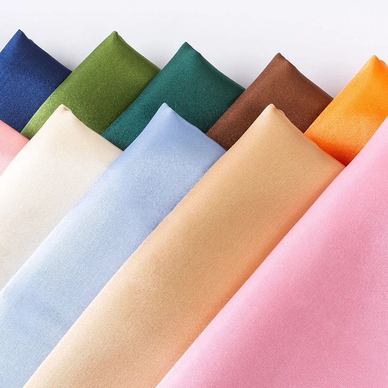 

Solid Color Shiny Silk Satin Fabric By Meters,Soft Shimmer Tissus for DIY Sewing Patchwork Clothes Upholstery Curtains Gift Box