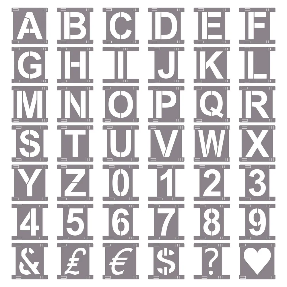 

42pcs/set 3inch Alphabets Numbers Symbols Plastic Stencils Set for DIY Scrapbooking Craft Templates for Painting Art Projects