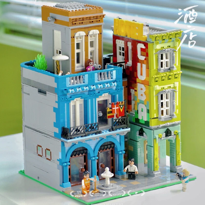

Creative Expert Street View Post office Cafe Shop Moc Mini Bricks Modular House Building Blocks Assembly Square Christmas Gifts