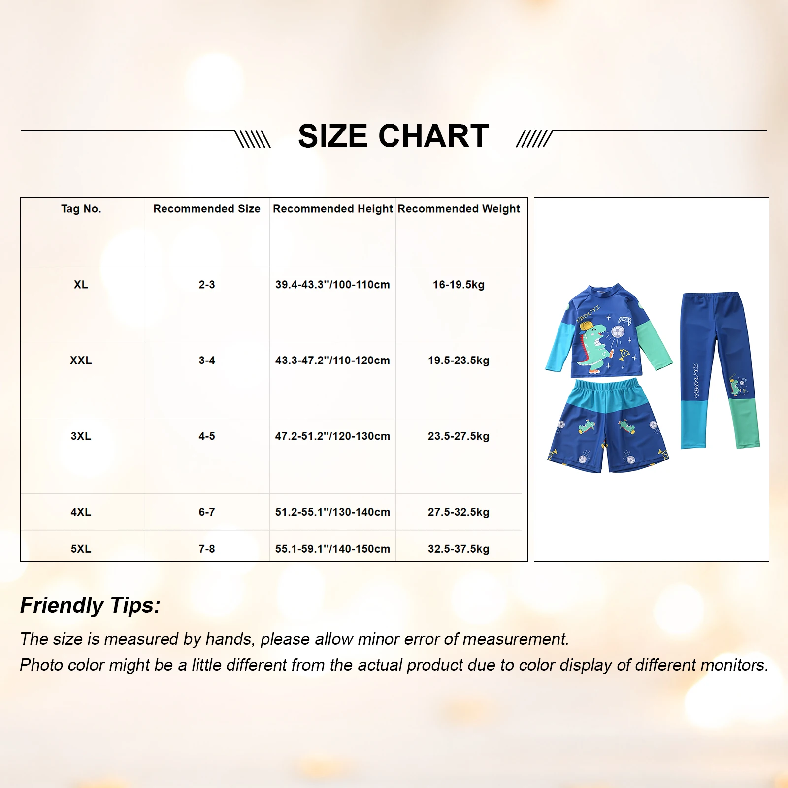 Kids Boys Cartoon Print Three-Piece Rash Guard Swimsuit Shirt Shorts Leggings Swimwear for Pool Beach Waterpark Training Class