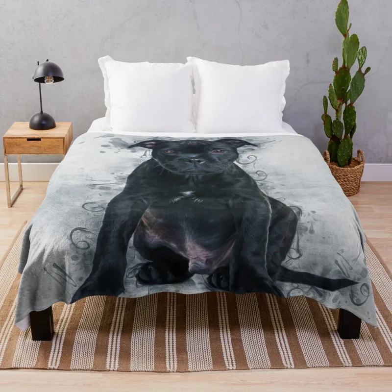 

Staffordshire Bull Terrier Throw Blanket Custom Blankets Quilt Blanket Retro