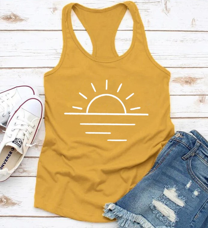 

Beach Tank Top Workout Tank Print Summer Tank Womens Tank Beach Shirt Lake Life Loose Tanks Casual Classic Clothing M