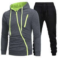 mens tracksuit spring new outdoor zippers jackets trousers sets casual hooded jogging suit sportswear fitness suits man clothing