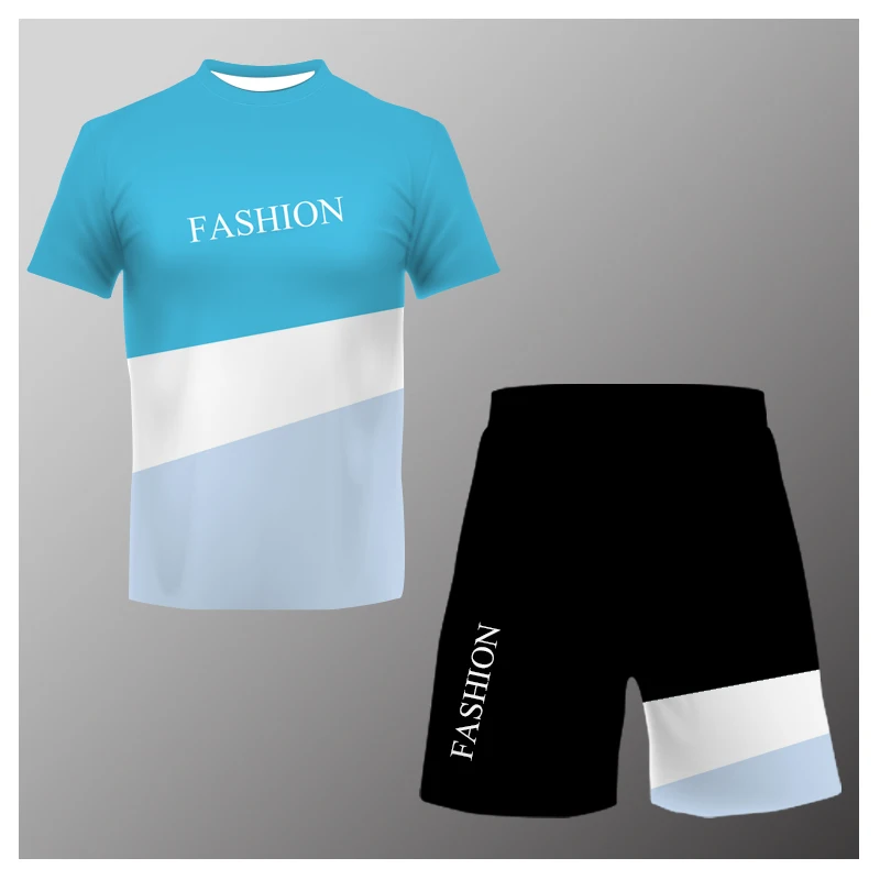 Men's 2023 Summer Fashion T-shirt Shorts Two-Piece Loose Casual Jogging Set Two-Piece Sportswear Casual Shopping Set Urban