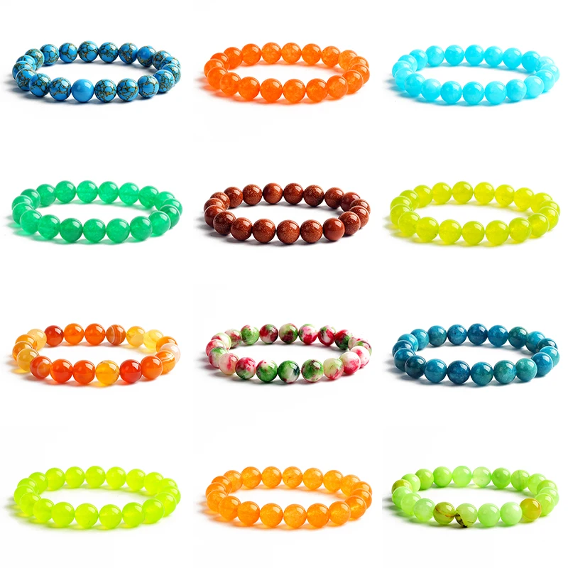 

10MM Reiki Agates Quartz Bracelets for Women Chakra Nature Stone Aquamarine Chalcedony Beads Bracelets Men Healing Jewelry Gift