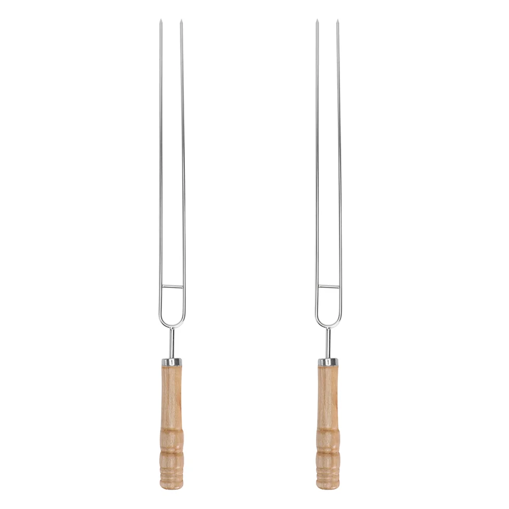 

2 Pcs Butcher String Meat Kabob Maker Stainless Steel Forks Marshmallow Roasting Sticks Skewers Barbeque Grill Metal Barbecue