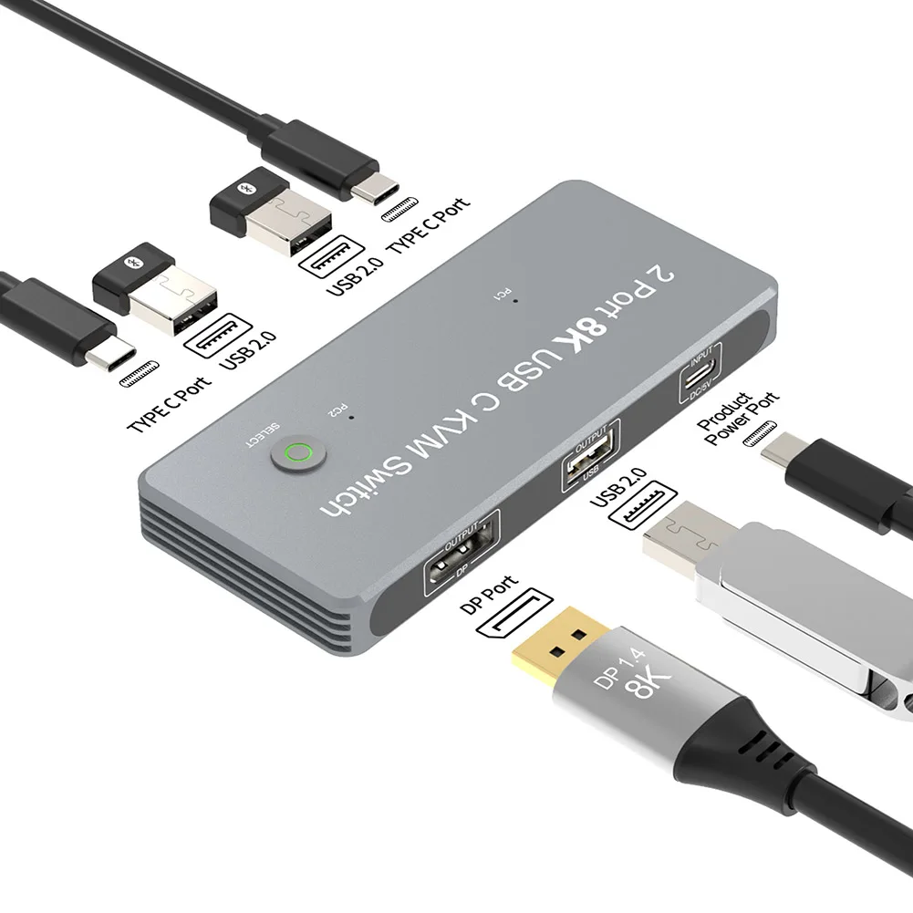 

8K Type-C KVM Switcher Converter Mouse Keyboard Switch Splitter Notebook Accessories for USB Printer U Disk Mobile Hard Disk