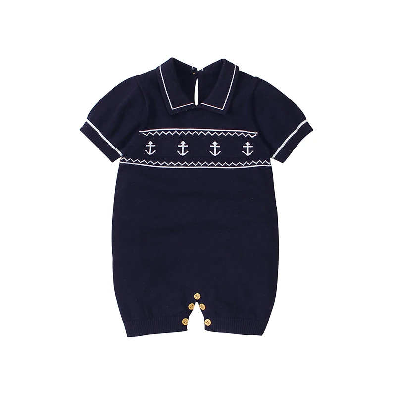 

Baby Boys Rompers Summer Turtle Neck Short Sleeve Knitted Newborn Infant Cotton Sunsuit Jumpsuits One Piece Toddler Kids Clothes