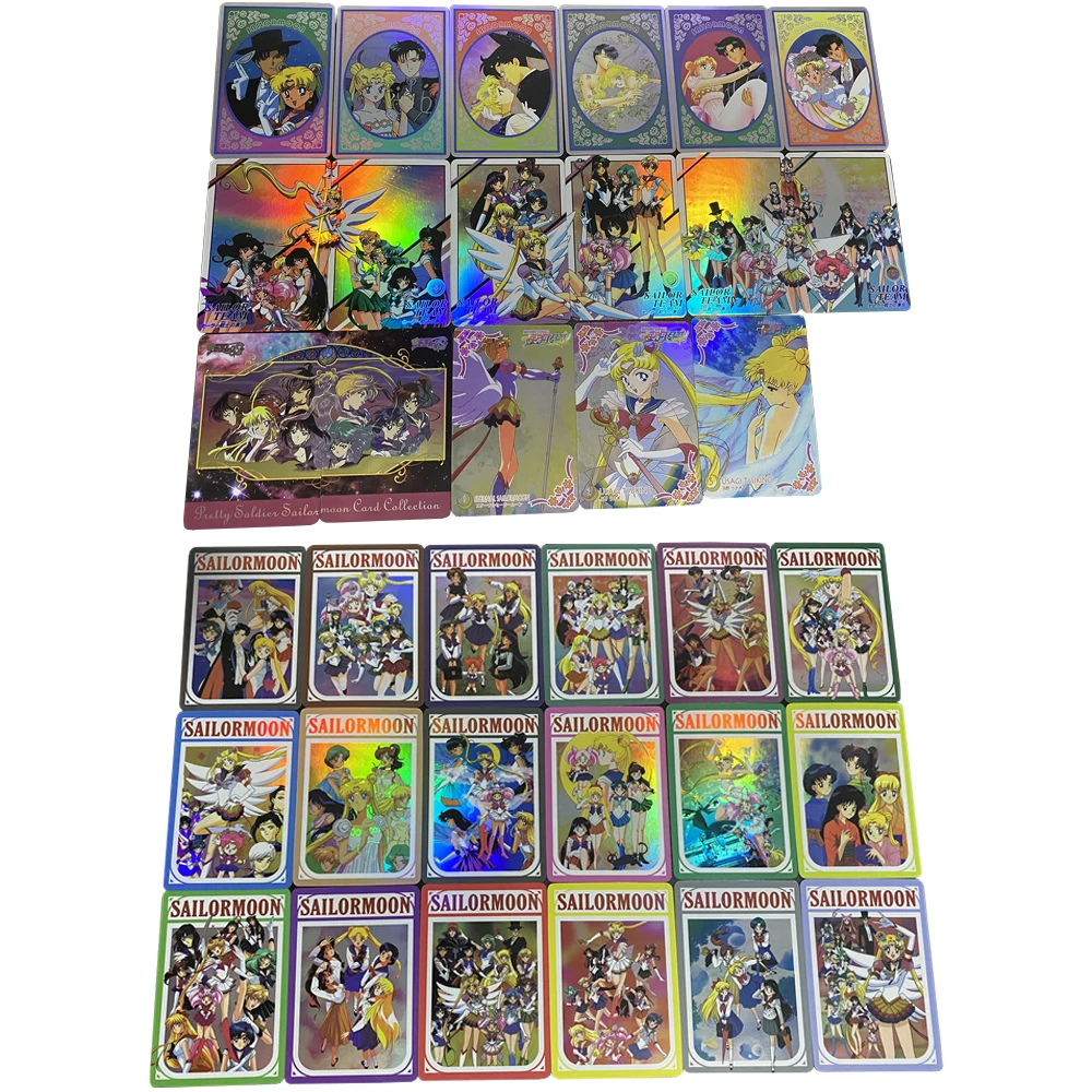 

35Pcs/set Sailor Moon Flash Cards Tsukino Usagi Aino Minako Hino Rei Chiba Mamoru Kawaii Game Anime Collection Cards Gifts Toys