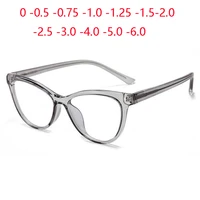 blue light blocking transparent gray frame cat eye diopter glasses women myopia lens prescription eyeglasses 0 0 5 0 75 to 6