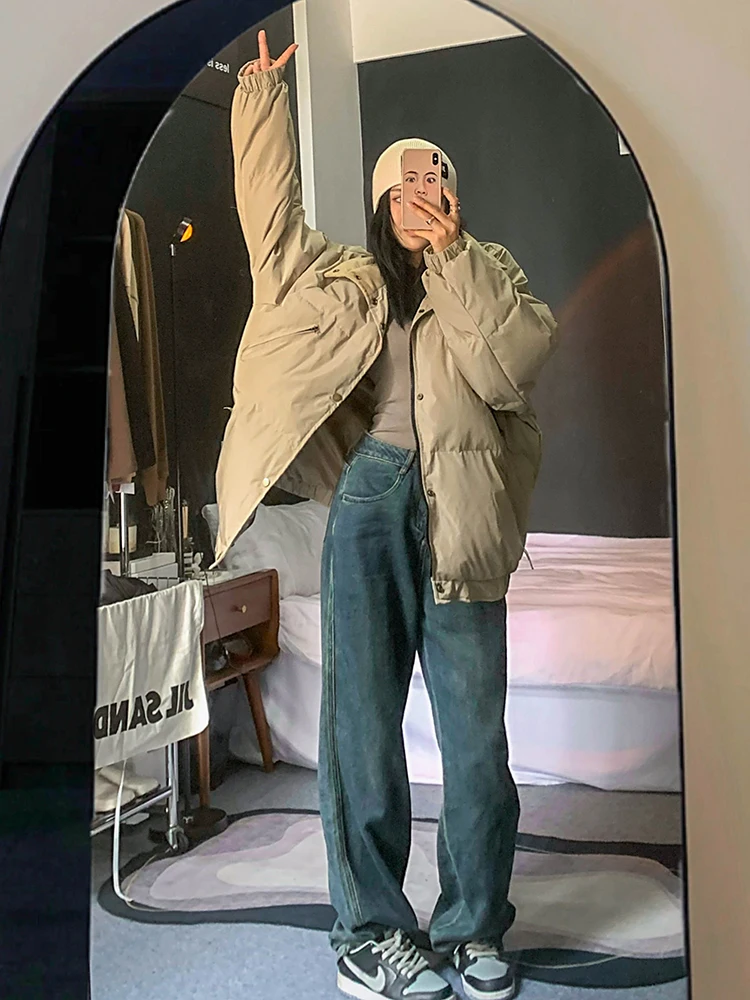 2024 зимняя женская винтажная куртка в стиле Харадзюку стеганая большого размера