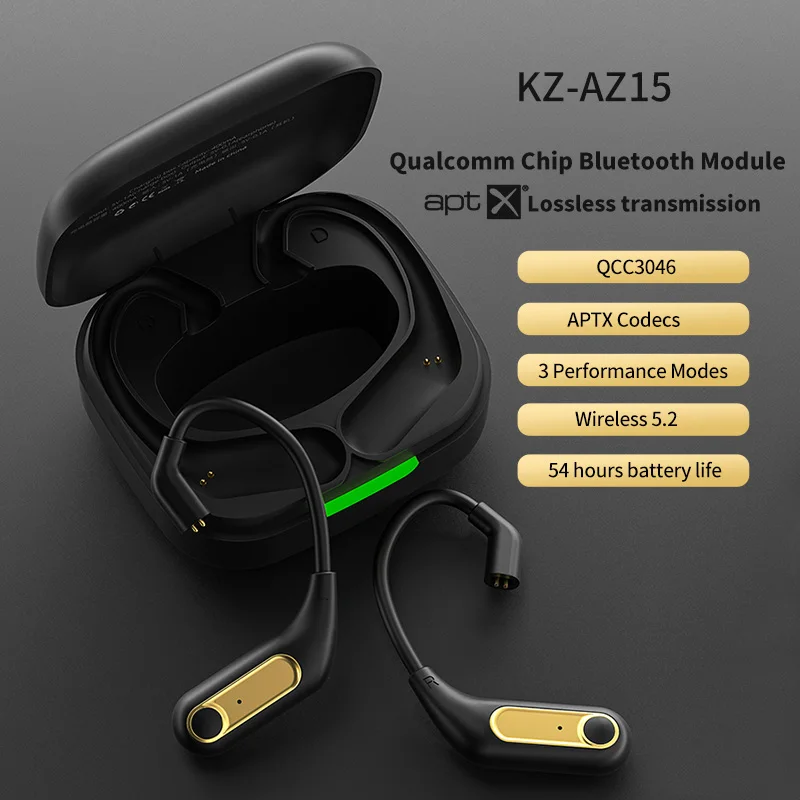 Фото KZ AZ15 обновленные беспроводные наушники Bluetooth-совместимый кабель 5,2 беспроводной ушной крючок B/C контактный разъем с зарядным чехлом №2