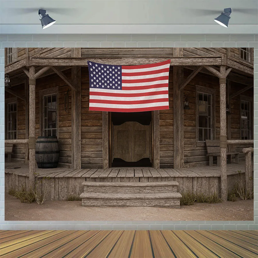 Фон для студийной фотосъемки с изображением дикого Западного города деревенской