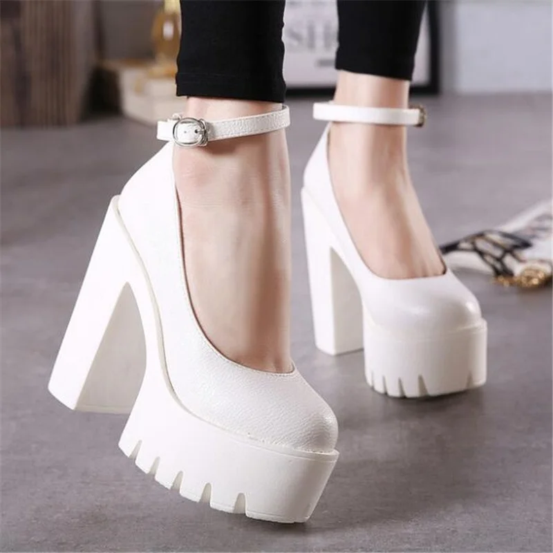

Shoes for Women 2022 Woman Thick High Heels Shoes Ladies Sexy Platform Pumps Gothic Punk Style Ankle Strap Casual Shoes Pump