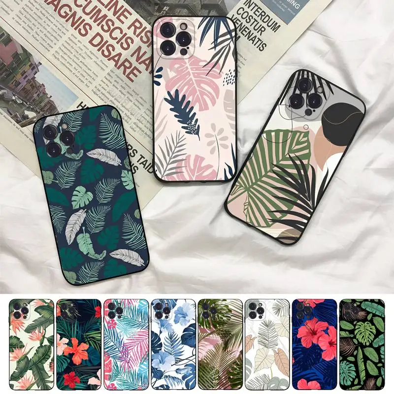 

Palm Tree Leaves Phone Case For iPhone 8 7 6 6S Plus X SE 2020 XR XS 14 11 12 13 Mini Pro Max Mobile Case