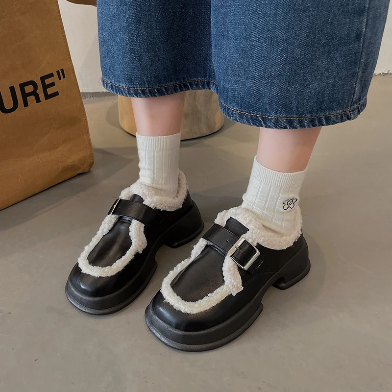 

Fashion Fur Short Plush Warm Flats Shoes Cotton Ankle Snow Boots Winter 2022 Women New Designer Casual Non-slip Shoes Zapatos