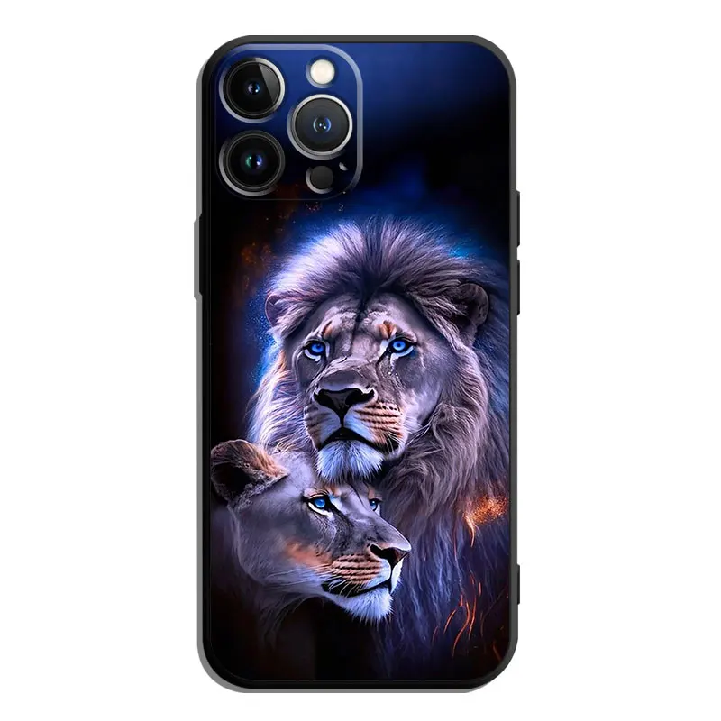 Чехол для телефона с изображением смелых Львов iPhone 15 14 13 12 11 Pro Max Plus Mini X XR XS MAX 8 7 6