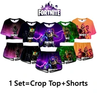 fortnite women two piece sets victory royale 3d print crop tops t shirt shorts summer hip hop girls sexy suits clothing